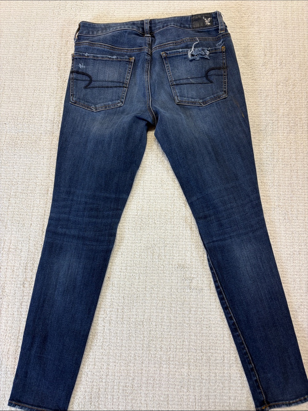 American Eagle Distressed Jeggings Skinny  Jeans Ripped Stretch Denim Size 8 - Picture 6 of 8